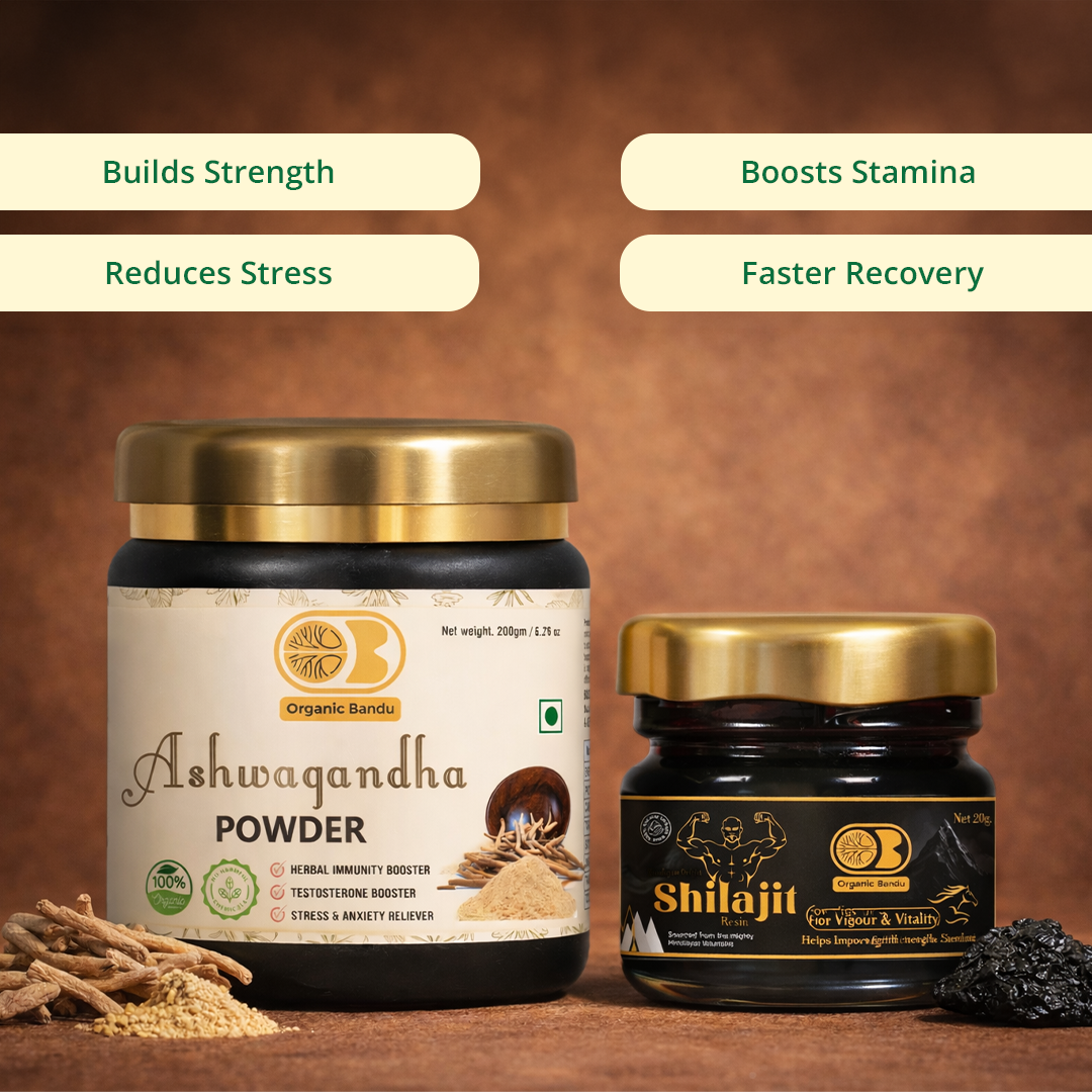 Men's Strength & Vitality Pack(Shilajit Resin + Ashwagandha Powder 200g )