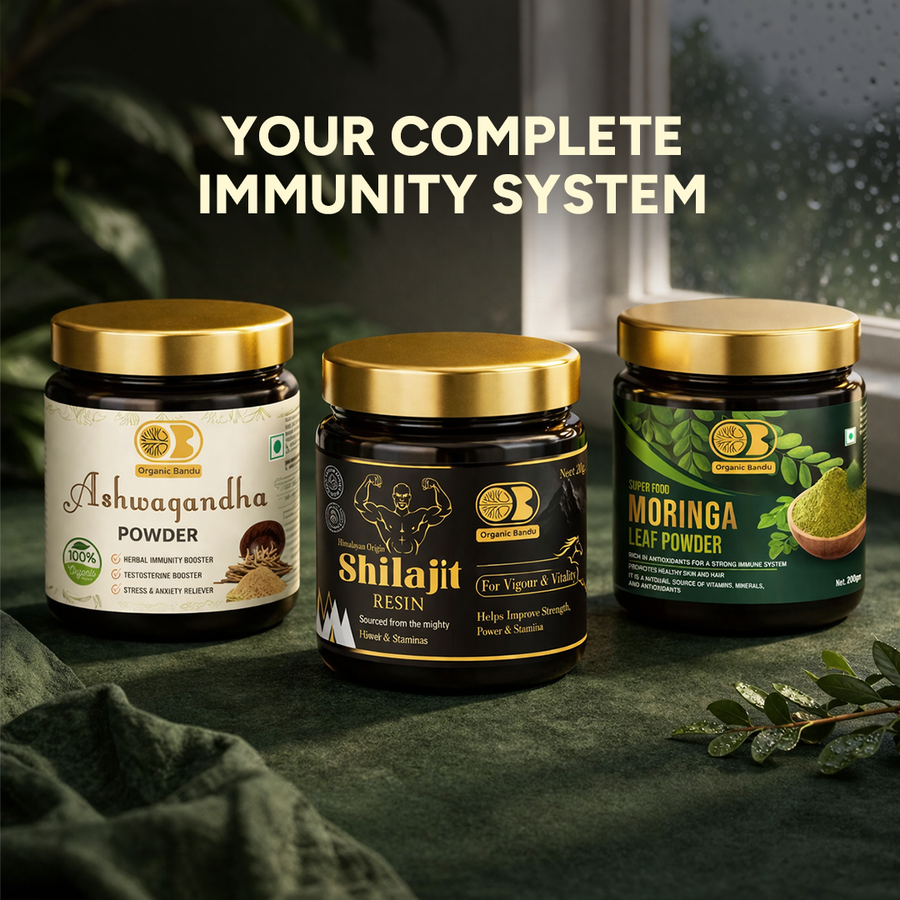Immunity Shield Kit (Moringa Powder 200g + Shilajit Resin + Ashwagandha Powder )