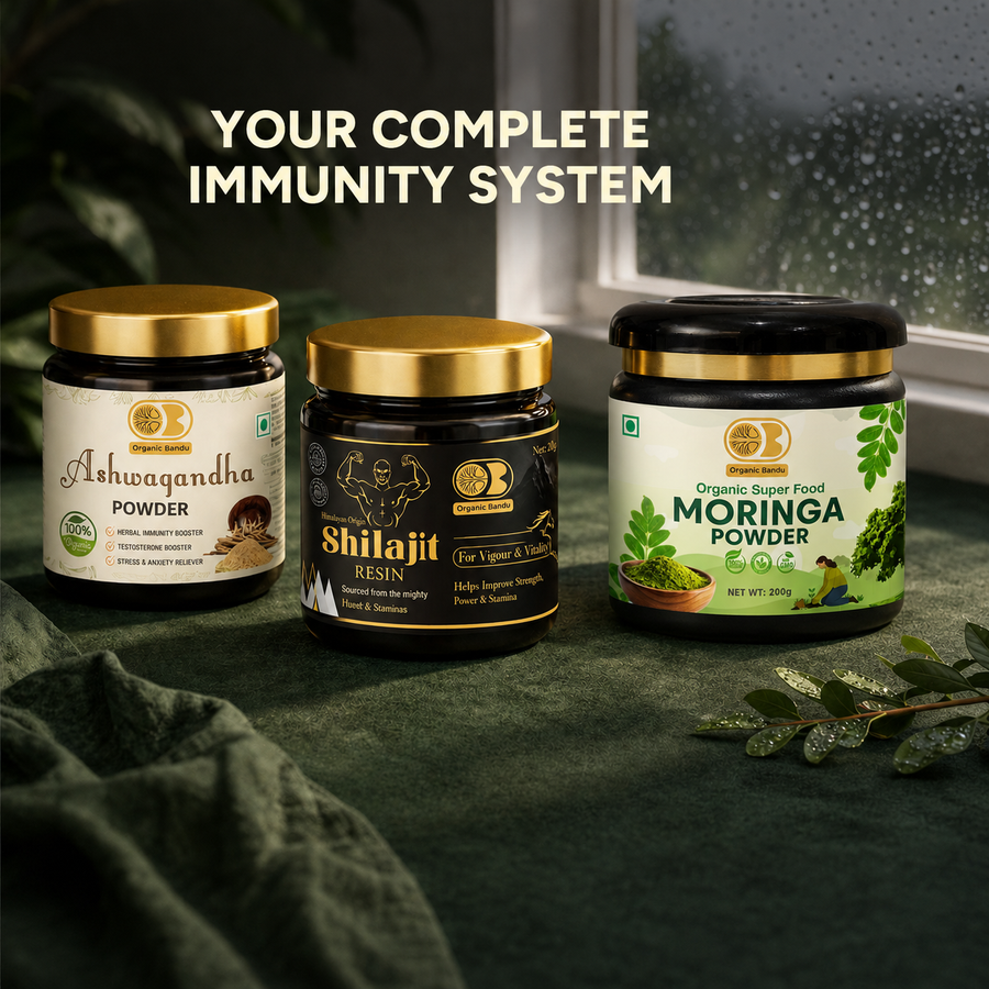 Immunity Shield Kit (Moringa Powder 200g + Shilajit Resin + Ashwagandha Powder )
