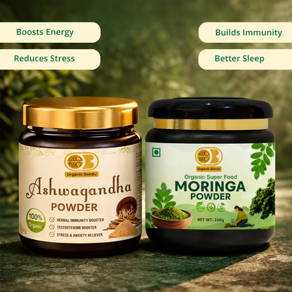 Daily Wellness Booster(Ashwagandha Powder 200g + Moringa Powder 200g )